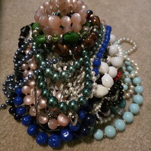 3.6 Lb Vintage Beaded Bauble Antique Pearl Style Necklace Lot